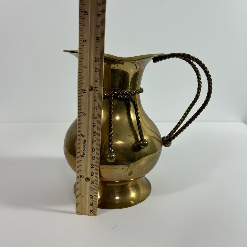 Vintage Brass Pitcher Rope Handle Made in India - Picture 7 of 7
